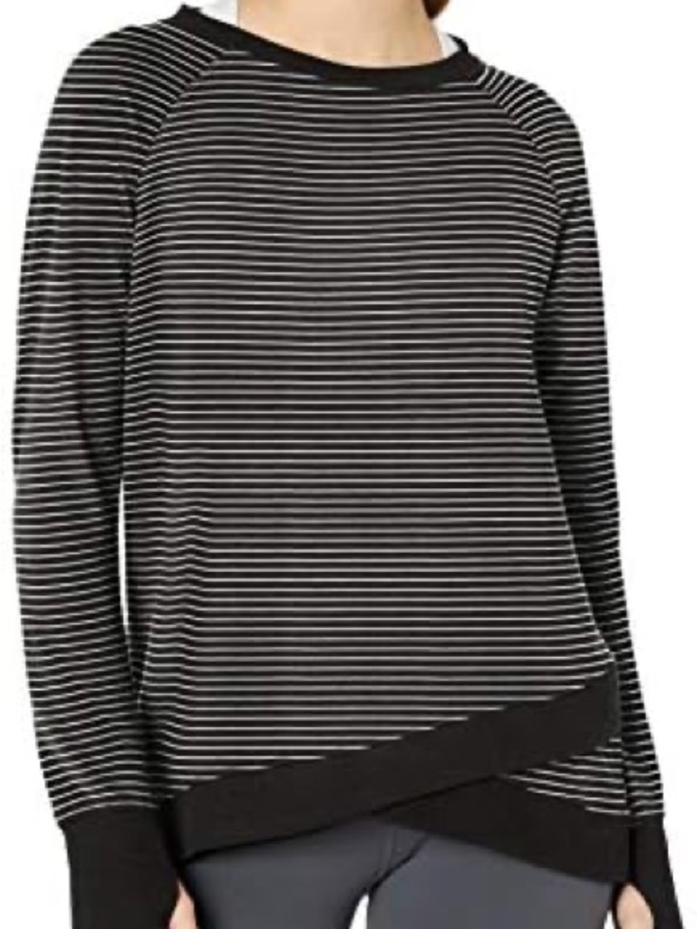 Danskin Black & White Striped Performance Pullover – Size XXL